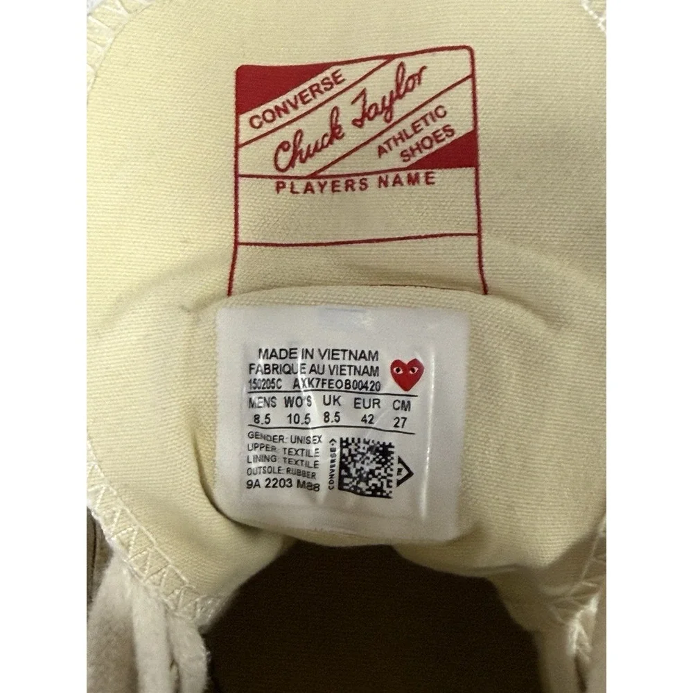 Converse Chuck Taylor CDG Comme des Garcons Men's High Top Sneakers Size 8.5